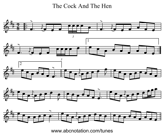 The Cock And The Hen - staff notation