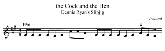 the Cock and the Hen - staff notation