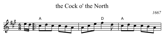 the Cock o' the North - staff notation