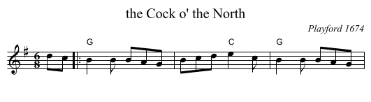 the Cock o' the North - staff notation