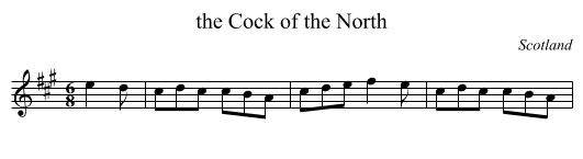 the Cock of the North - staff notation