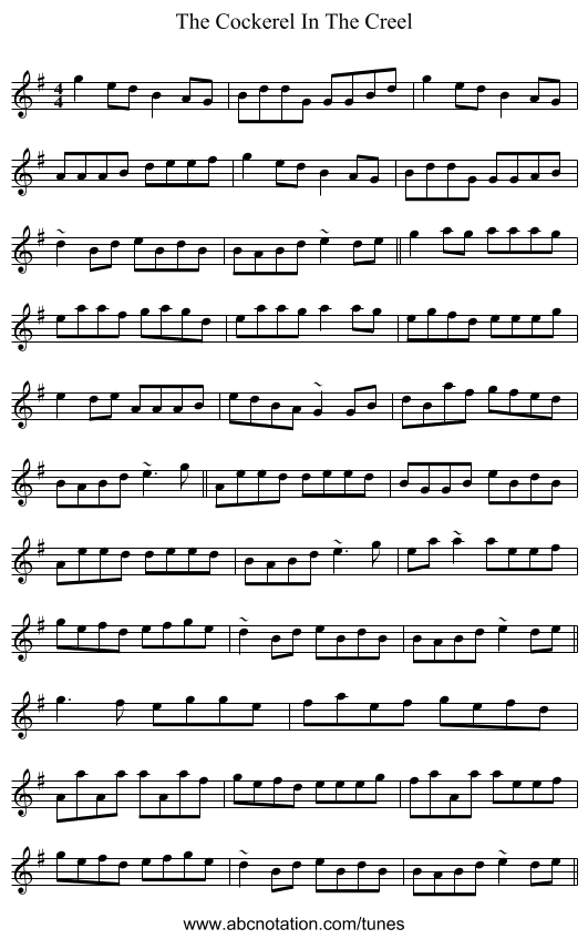 The Cockerel In The Creel - staff notation