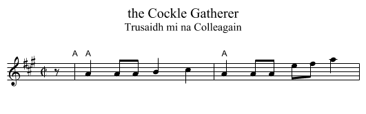 the Cockle Gatherer - staff notation