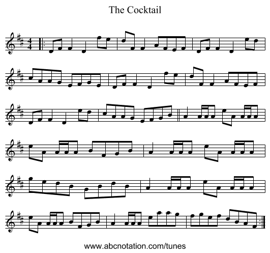 The Cocktail - staff notation