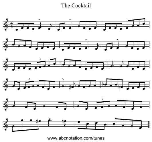The Cocktail - staff notation