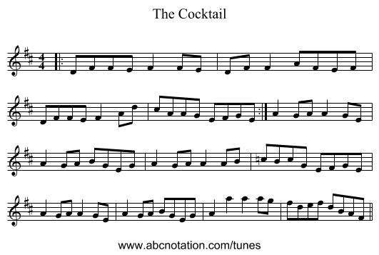The Cocktail - staff notation