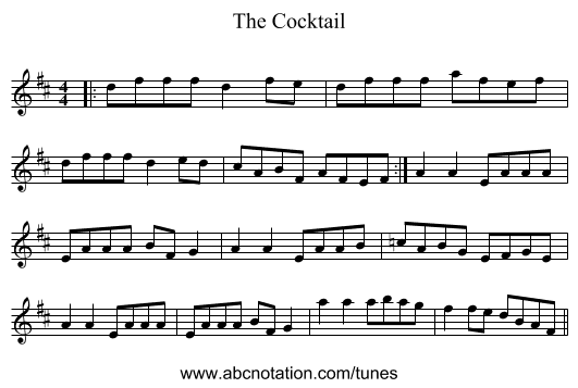 The Cocktail - staff notation