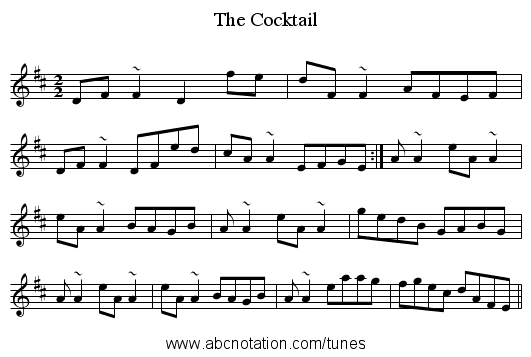 The Cocktail - staff notation