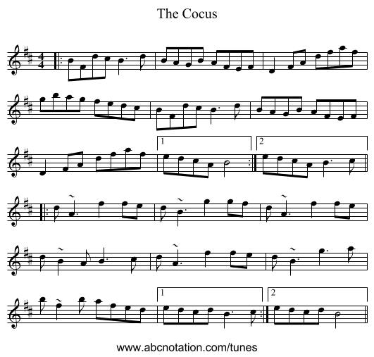 The Cocus - staff notation