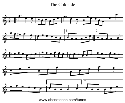 The Coldside - staff notation