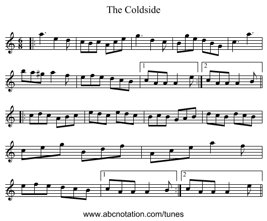 The Coldside - staff notation