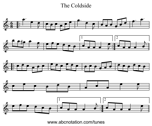 The Coldside - staff notation
