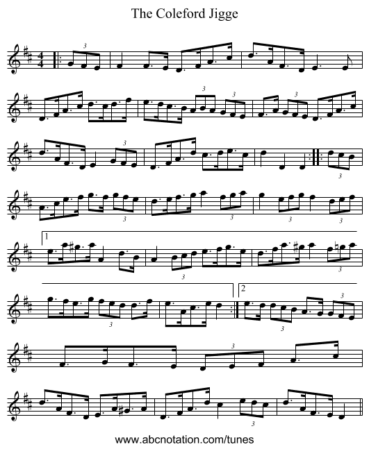 The Coleford Jigge - staff notation