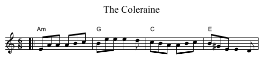 The Coleraine - staff notation