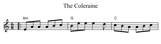 The Coleraine - staff notation