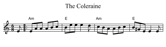 The Coleraine - staff notation