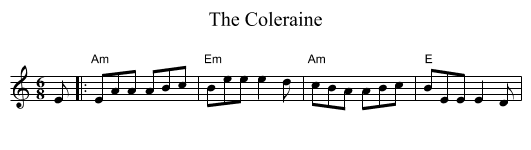 The Coleraine - staff notation