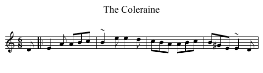 The Coleraine - staff notation