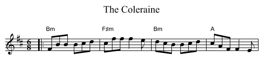The Coleraine - staff notation