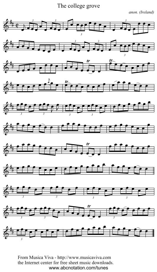 The college grove - staff notation