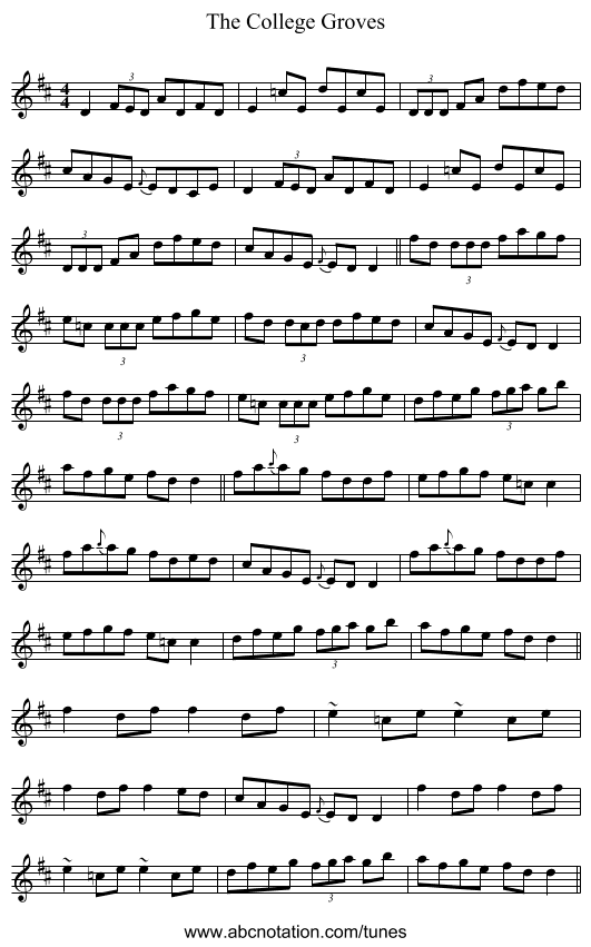 The College Groves - staff notation