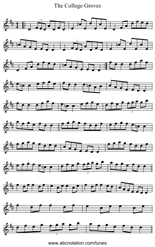 The College Groves - staff notation