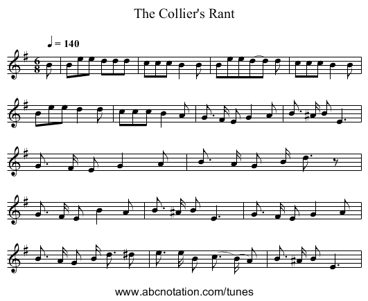 The Collier's Rant - staff notation