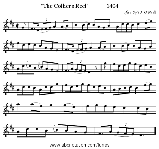 The Collier's Reel            1404 - staff notation