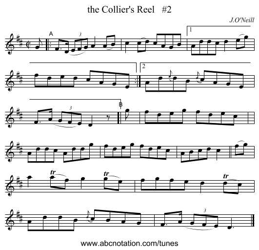 the Collier's Reel   #2 - staff notation
