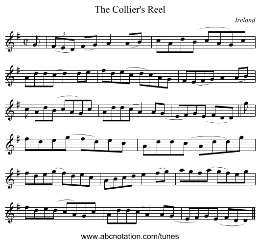 The Collier's Reel - staff notation