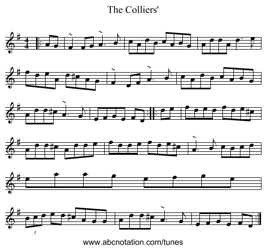 The Colliers' - staff notation