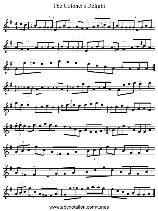 The Colonel's Delight - staff notation