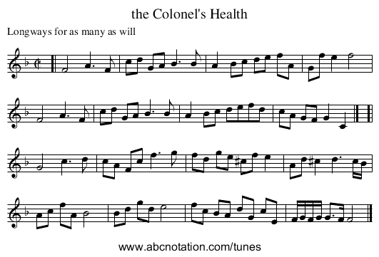 the Colonel's Health - staff notation