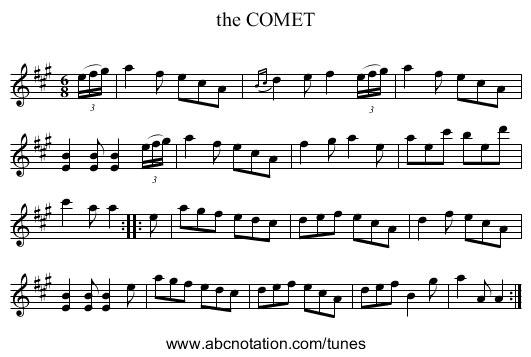 the COMET - staff notation