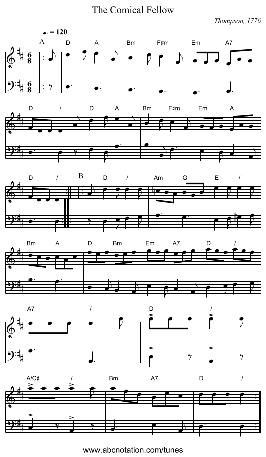 The Comical Fellow - staff notation