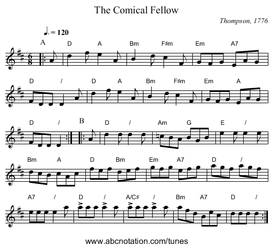 The Comical Fellow - staff notation