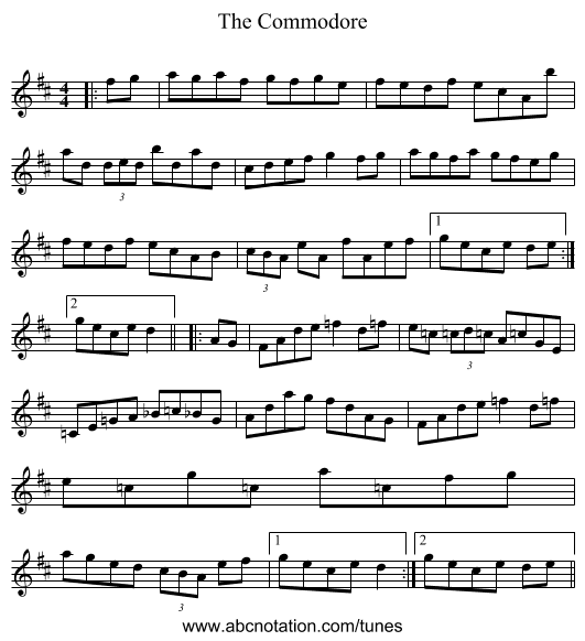 The Commodore - staff notation