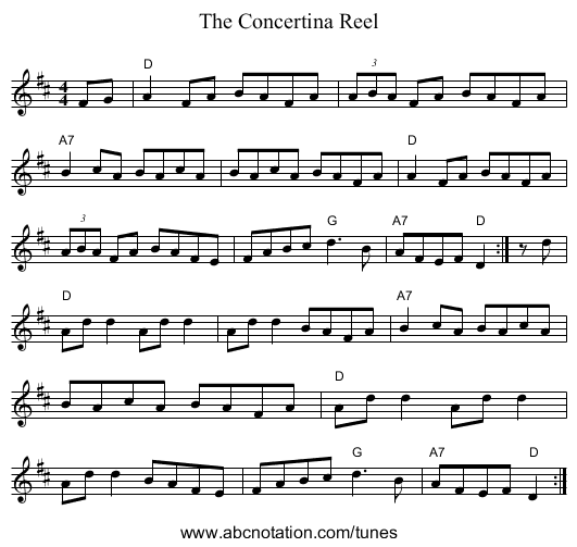 The Concertina Reel - staff notation