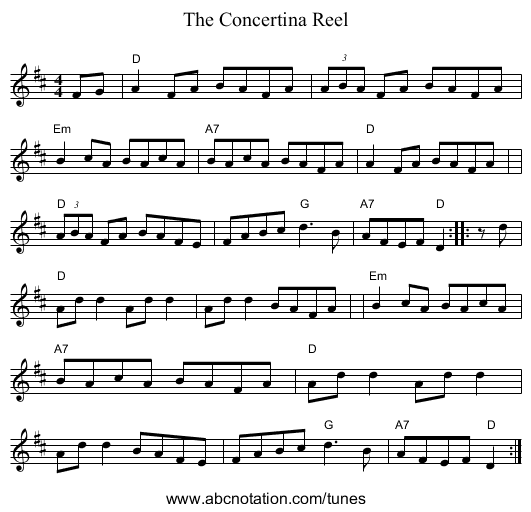 The Concertina Reel - staff notation