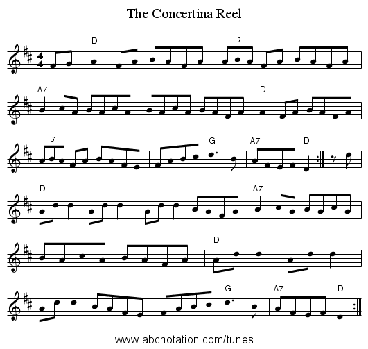 The Concertina Reel - staff notation