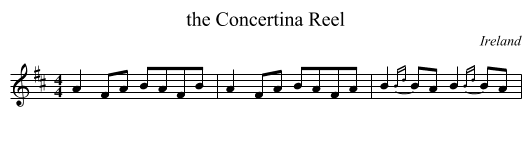 the Concertina Reel - staff notation