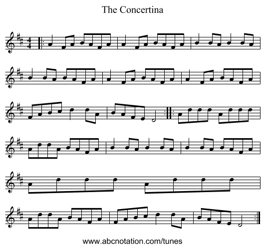 The Concertina - staff notation