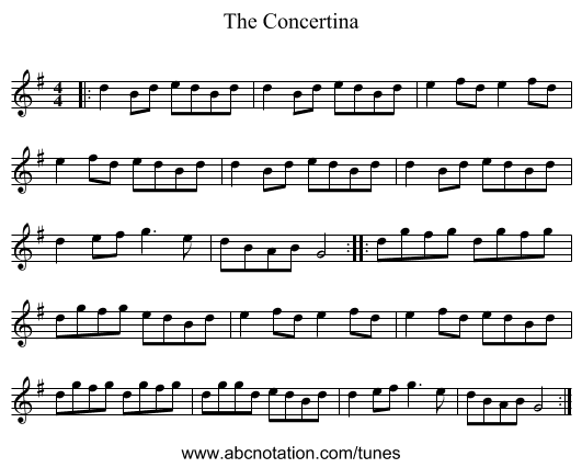The Concertina - staff notation