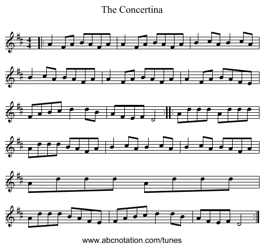 The Concertina - staff notation