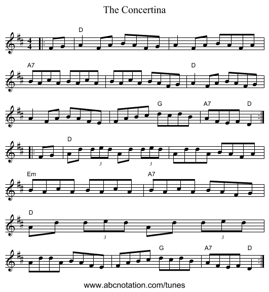 The Concertina - staff notation