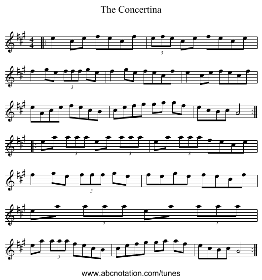 The Concertina - staff notation