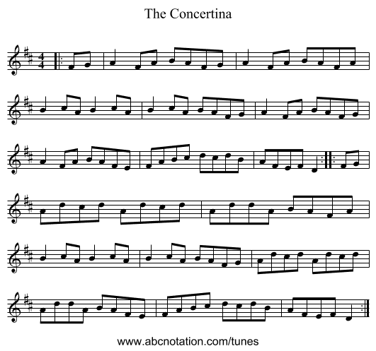The Concertina - staff notation