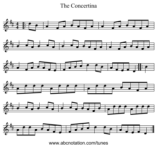 The Concertina - staff notation