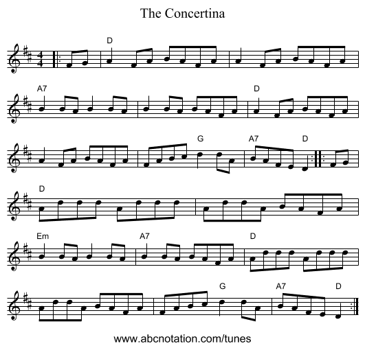 The Concertina - staff notation