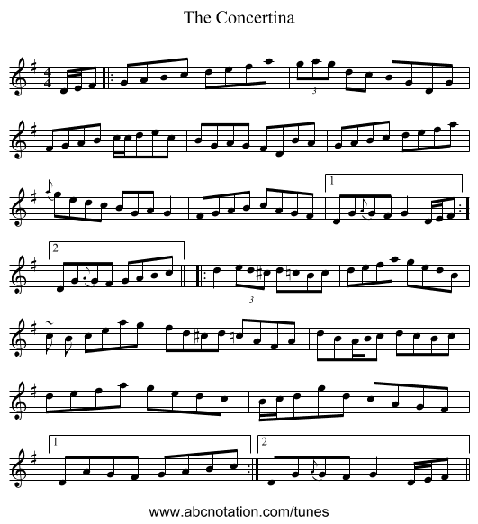The Concertina - staff notation